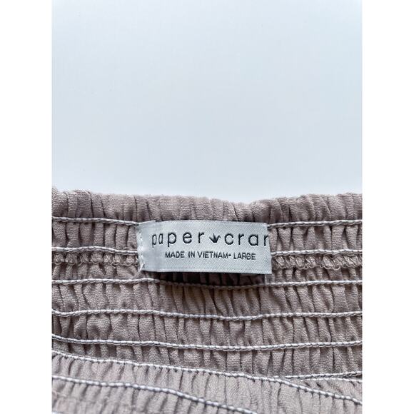 Women's Paper Crane Taupe Smocked Long Sleeve Top Size Large - Picture 4 of 6